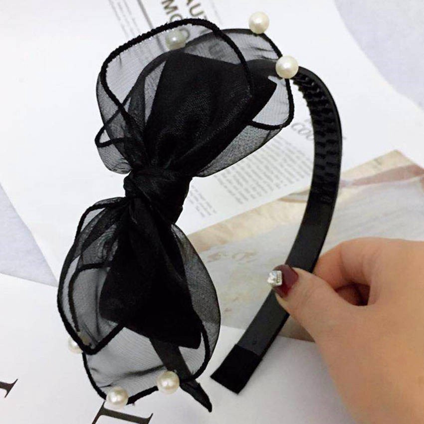 Băng Đô Nơ Đính Ngọc Trai Thời Trang Hàn Quốc 2019