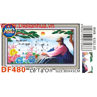 Tranh đính đá đồng hồ Lễ Tạ Ơn. Kích thước 80x45cm
