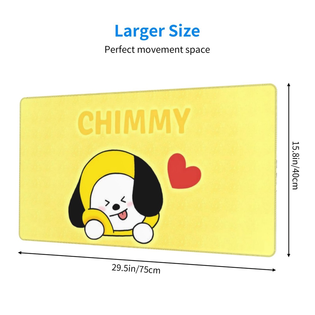 Miếng Lót Chuột Và Bàn Phím Máy Tính Chống Trượt Bằng Cao Su Cỡ Lớn In Họa Tiết bt21 chimmy 40x75cm