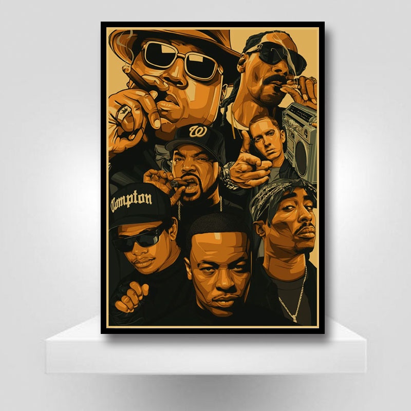 Eminem poster Giấy kraft Treo Tường Trang Trí In Hình rapper Sapper malone Cổ Điển hip hop Cho Quán bar / Phòng Khách
