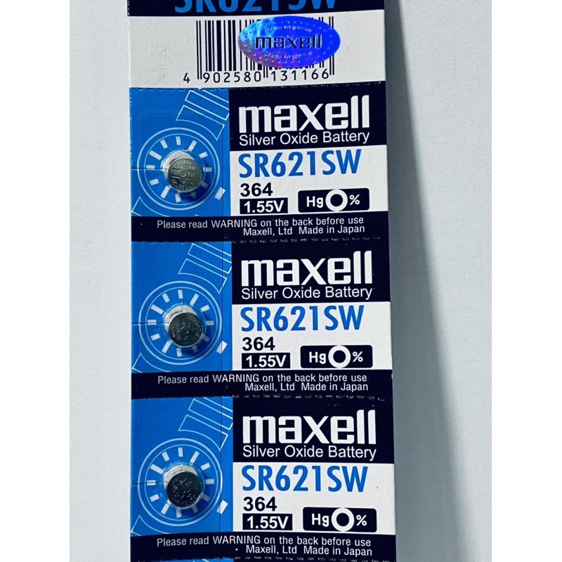 Pin đồng hồ đeo tay SR621SW Maxell 364 Silver Oxide 1.55V