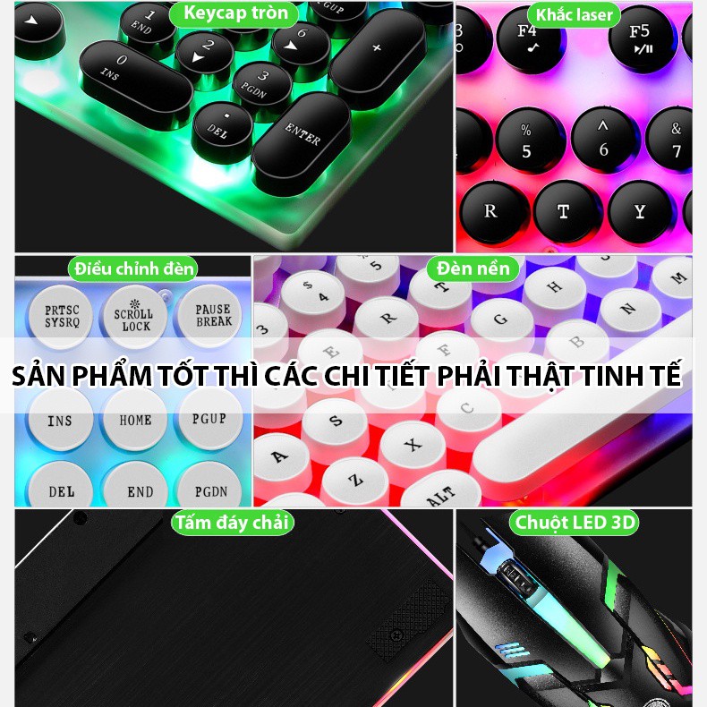 Bộ chuột bàn phím Gaming Latope bàn phím chuột giả cơ máy tính có dây Full Led RGB GTX300