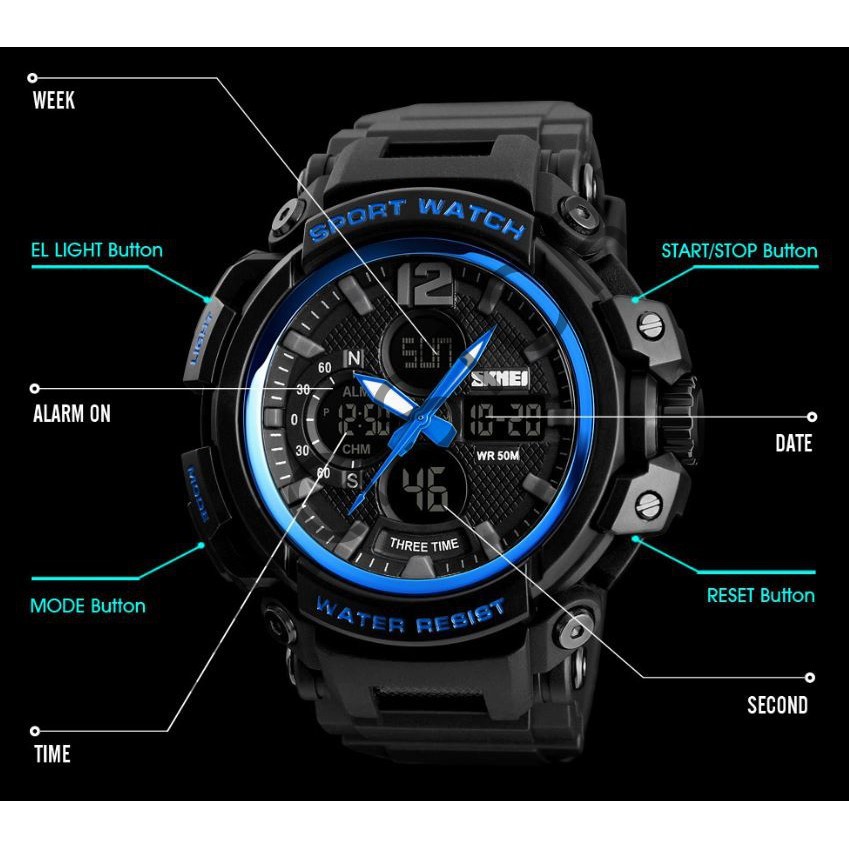 Đồng hồ nam thể thao SKMEI DH035 cao cấp 2 máy đa chức năng chống nước chống sốc -KING STORE | BigBuy360 - bigbuy360.vn