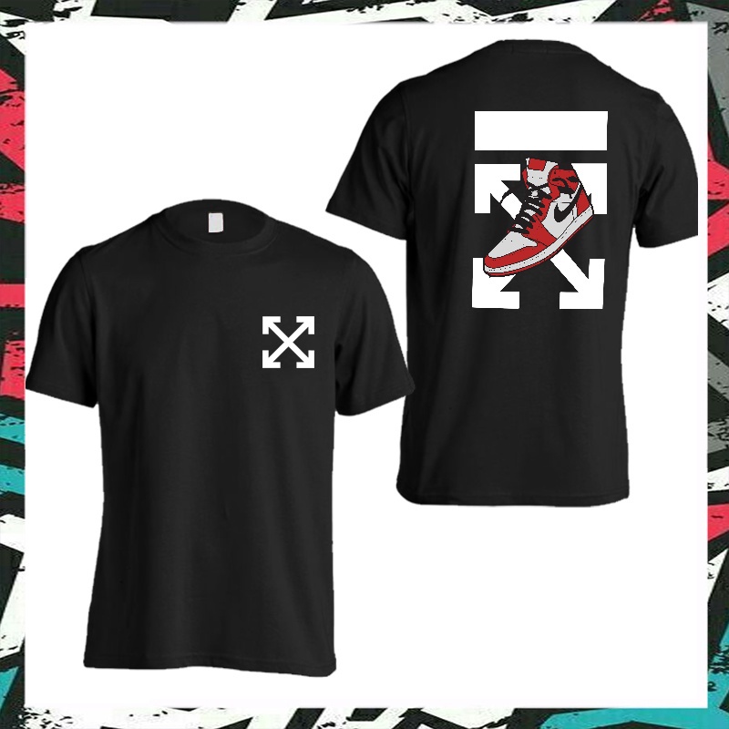 OFF WHITE Áo Thun 100% Cotton In Logo AIR JORDAN Thời Trang Cho Nam Nữ