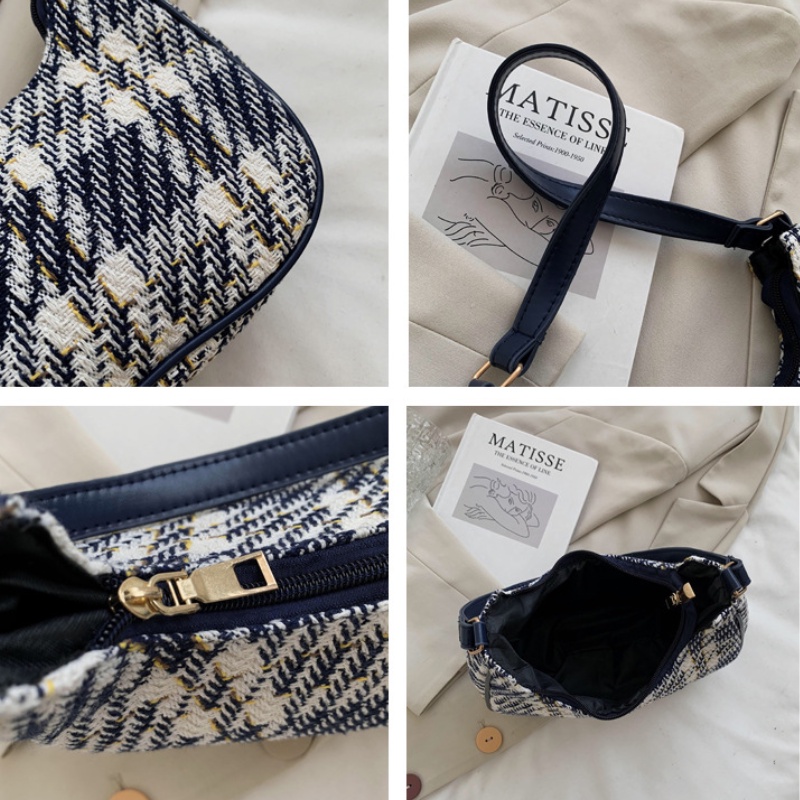 Túi Đeo Chéo Chuwanglin Vải Nylon Họa Tiết Sọc Caro Thời Trang Cho Nữ