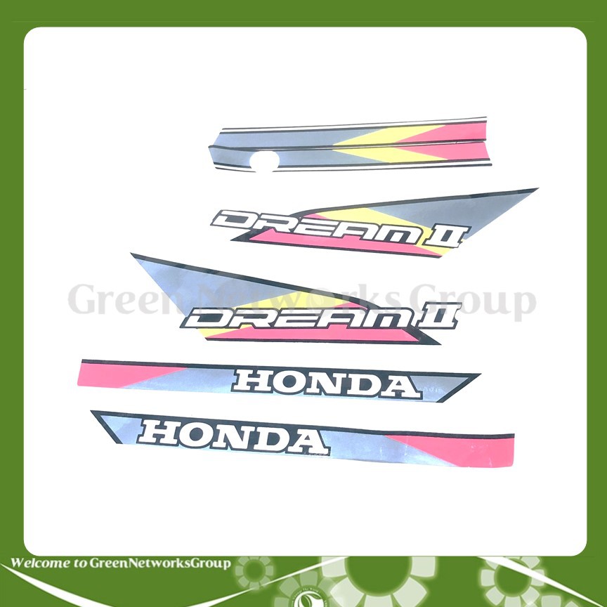 Bộ tem dán 3 lớp trang trí cho xe Dream II ( Hồng Vàng Xám ) Greennetworks