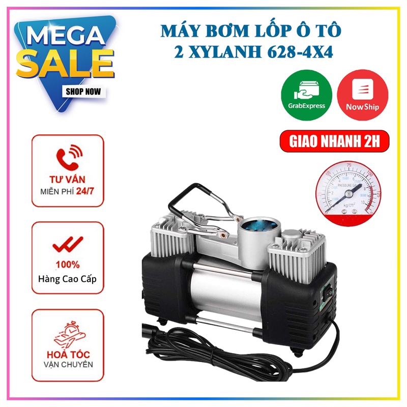 Máy bơm lốp ô tô 2 xylanh DC12V 150 PSI có màn hình hiển thị đồng hồ đo áp