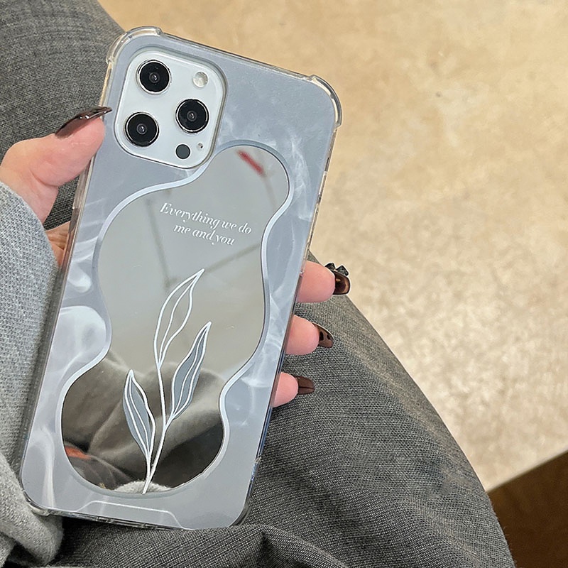 Ốp Điện Thoại Silicon Chống Rơi Tích Hợp Gương Trang Điểm Cho iPhone 14 13 12 11 Pro Max XS XR X 8 7 Plus SE 2020
