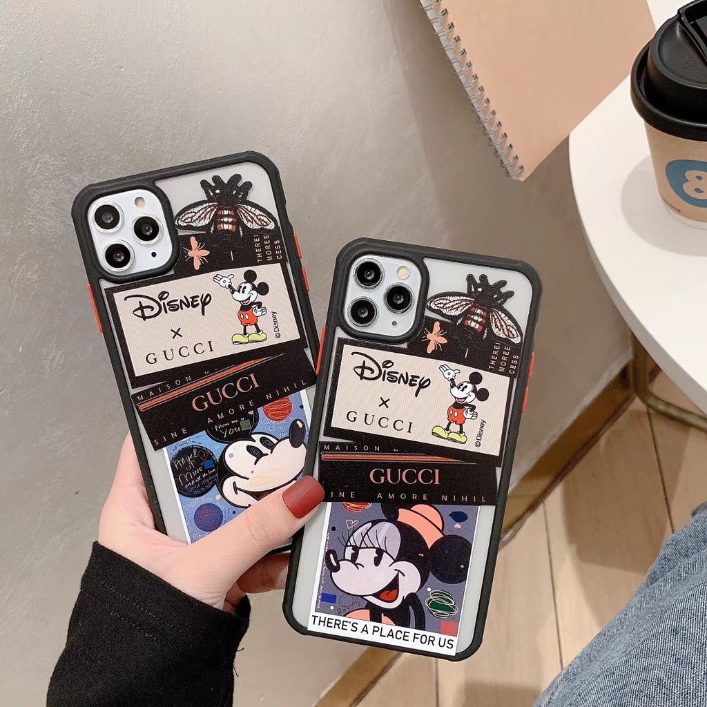 Ốp Điện Thoại Cứng Viền Mềm Mặt Nhám Họa Tiết Disney Mickey Minnie Cho iPhone 12 11 Pro Xs max XR I8 I7 Plus