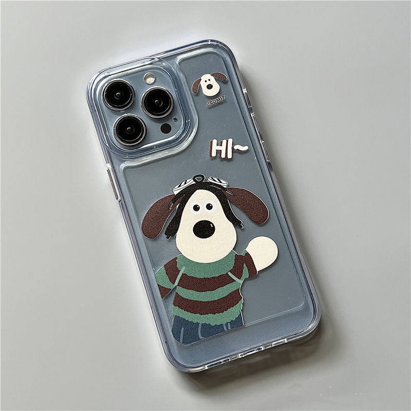 Ốp điện thoại mềm trong suốt mã dg9F in hình Wallace và Gromit thích hợp cho Apple iPhone 13promax 12/11 XR/8P/Xs/Xsmax