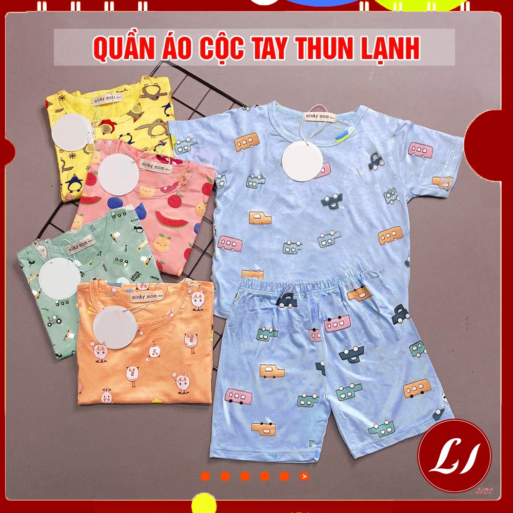 Bộ quần áo cộc tay thun lạnh IN TOÀN THÂN cho bé (5-16KG) QATE658