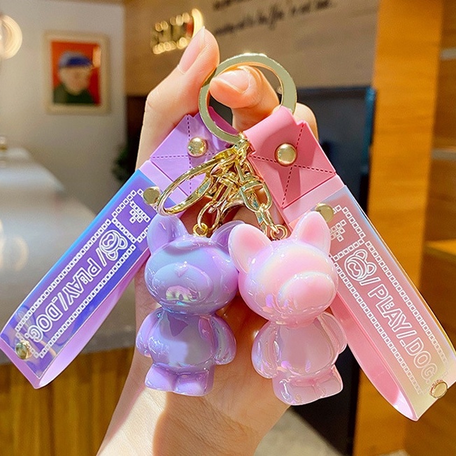 Móc khóa hình chú cún hoạt hình bằng acrylic nhiều màu sắc dễ thương