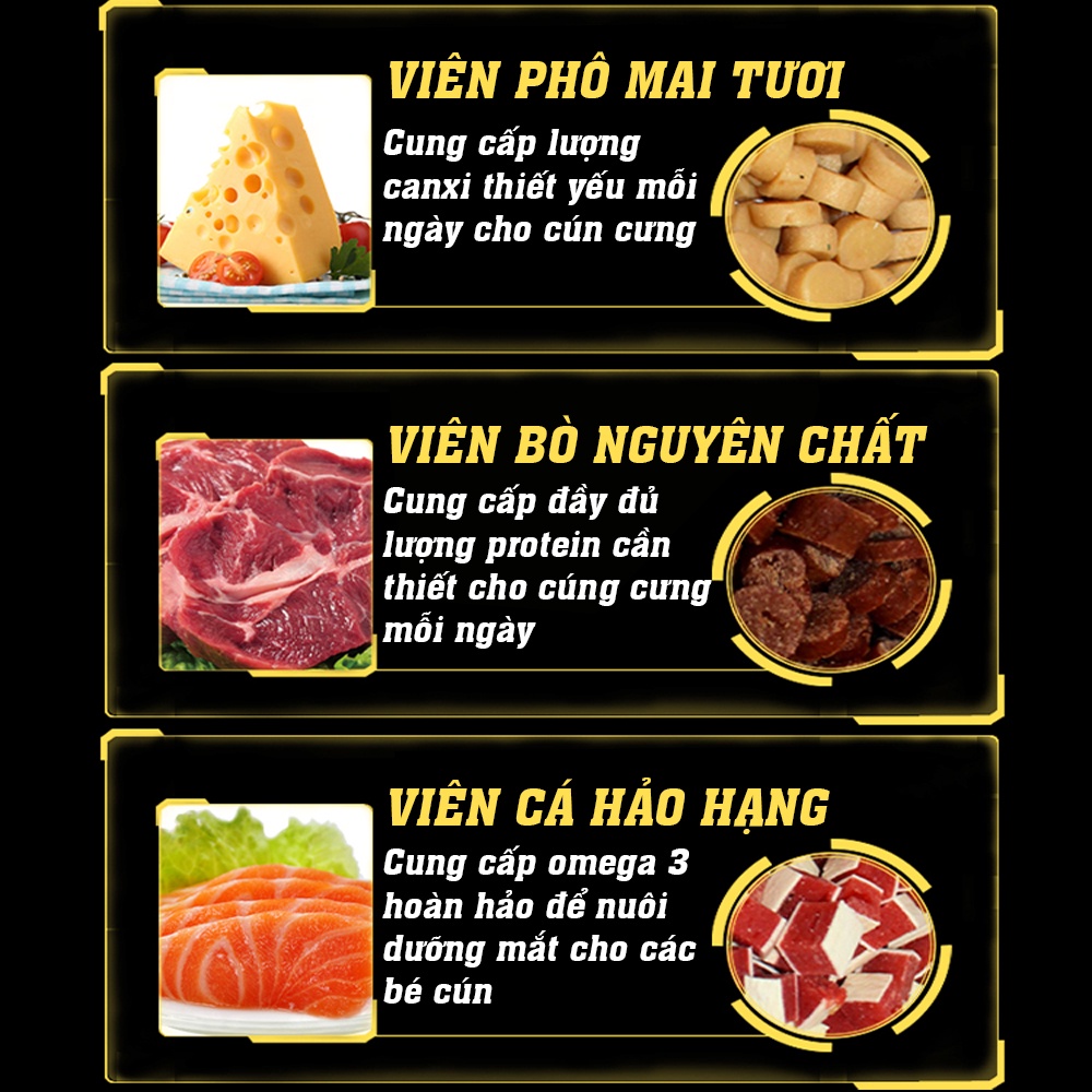 Hạt thức ăn cún cưng Captain 2 loại  trộn lẫn thịt bò, phô mai, cá hồi, rau củ