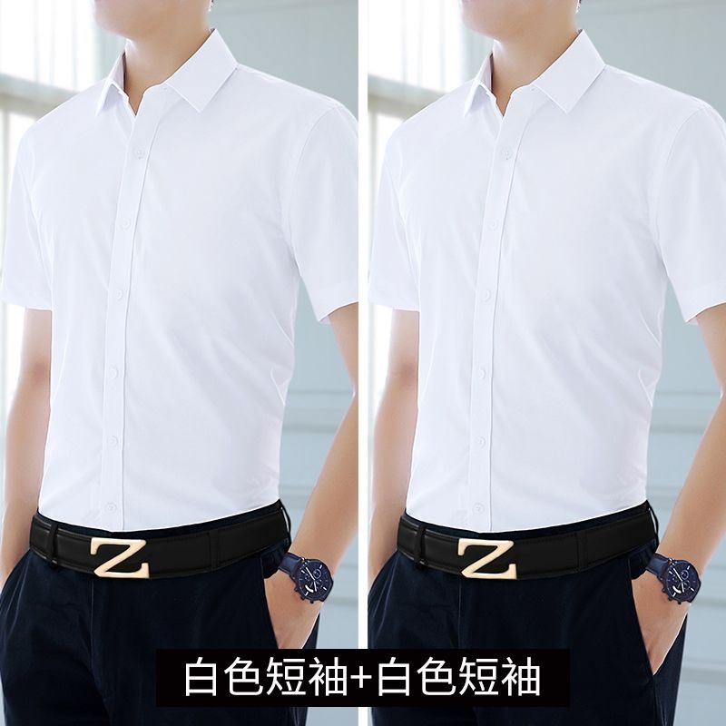 trang phục kinh doanh☾✐Mùa hè áo sơ mi trắng nam ngắn tay công sở bình thường chuyên nghiệp trang trọng mặc đen phiên bả