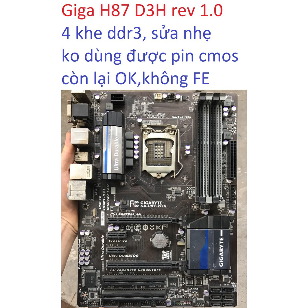 bo mạch chủ máy tính Giga H87 D3H rev 1.0 4 khe ram ddr3 socket 1150 mainboard Main gigabyte PC