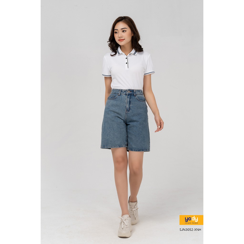 Quần short jean nữ Yody lửng nữ rộng co giãn năng động SJN3052