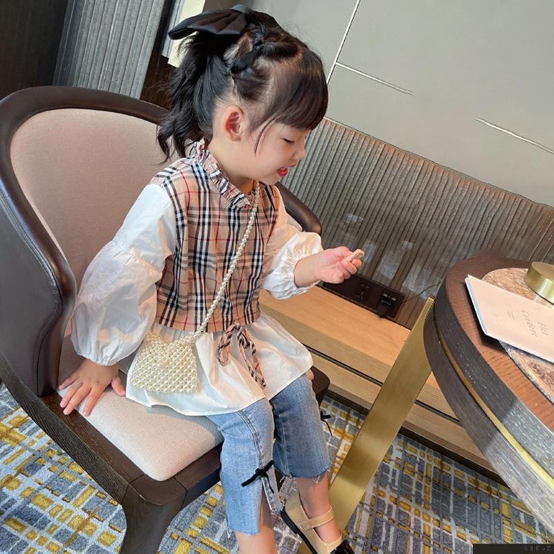 Áo sơ mi tay dài thoáng khí phong cách thời trang Hàn Quốc cho bé gái 4-6 tuổi