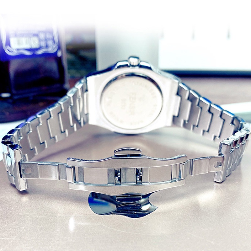 Đồng hồ nam chính hãng chống nước cao cấp đẹp dây thép hợp kim 316L mặt vuông W15