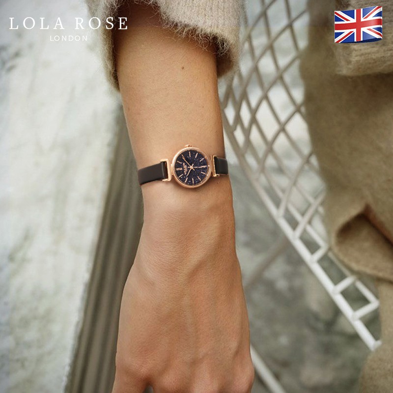 Đồng hồ nữ dây da Lolarose mặt tròn 24mm đá cẩm thạch galaxy lâp lanh cao cấp Full box bảo hành 2 năm LR2048BOX