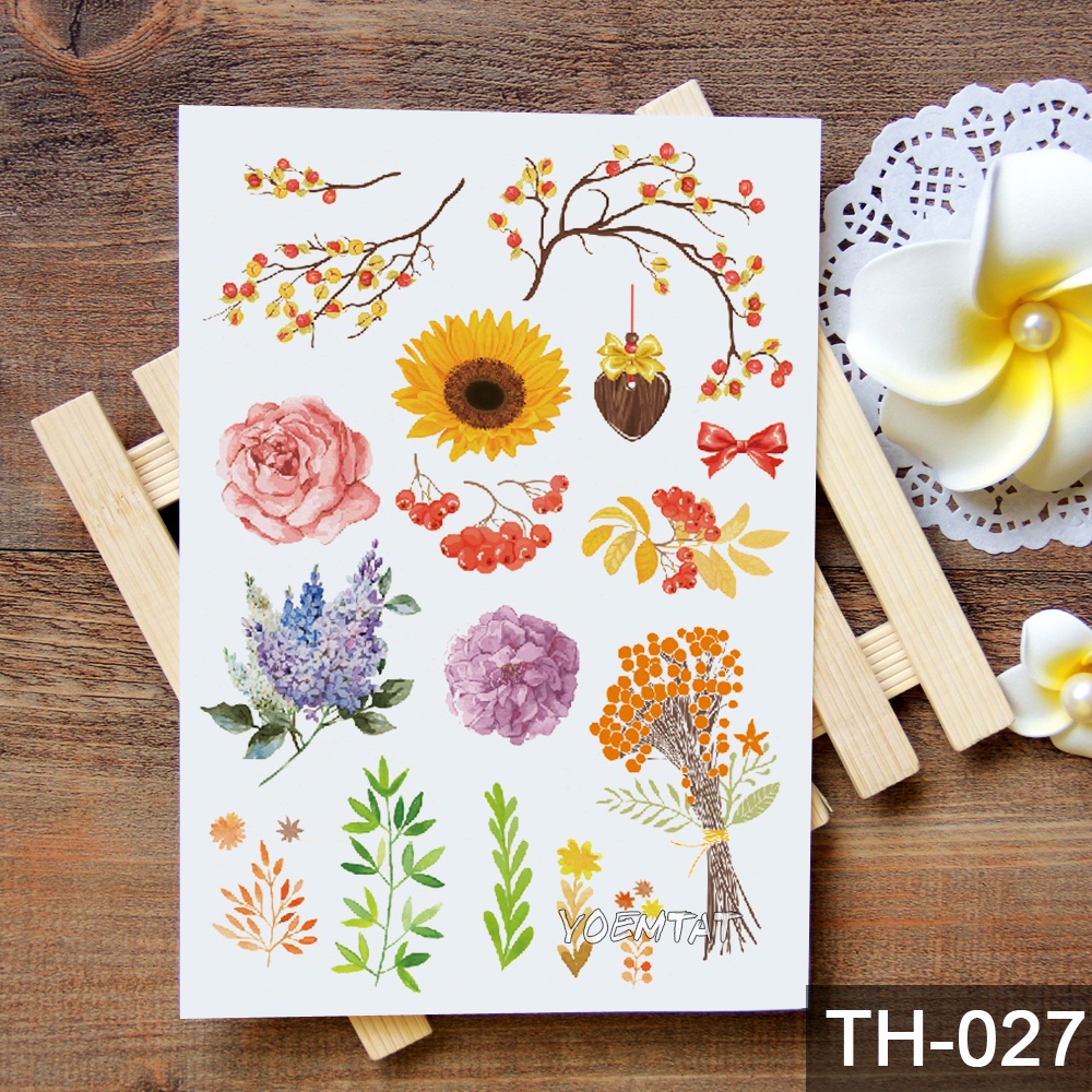 Hình Xăm Dán Tạm Thời Họa Tiết Lá Hoa Chống Thấm Nước Cho Nam Và Nữ