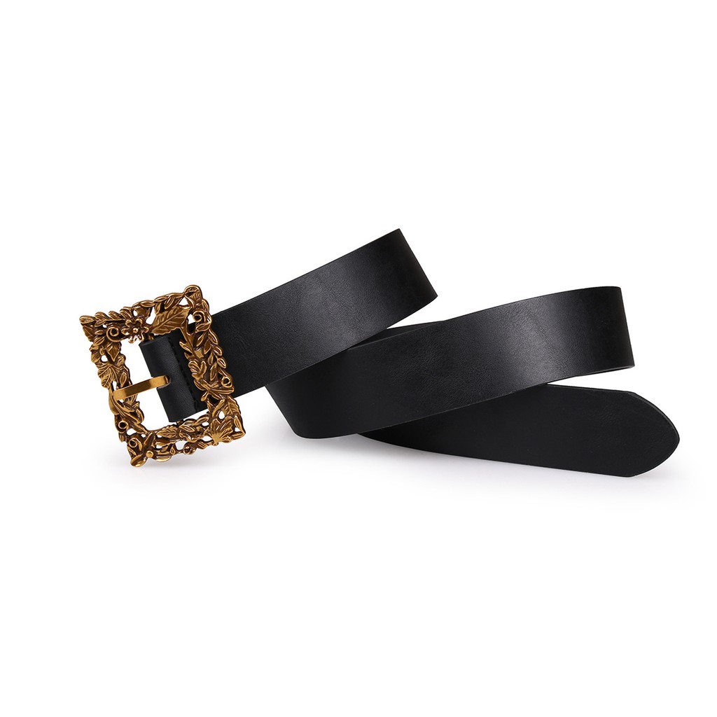 Thắt Lưng Da PU Khóa Kim Loại Hình Hoa Vàng Sang Trọng Dành Cho Nữ