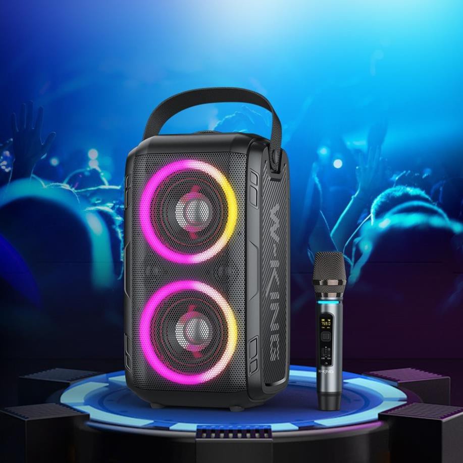 Loa bluetooth W-KING T9, Loa karaoke di động, công suất cao 80W, đèn led RGB+ KÈM 1 micro, âm thanh đỉnh cao, chất lượng