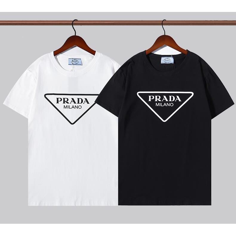 Áo thun Prada tay ngắn chất liệu cotton in họa tiết thời trang cho nam và nữ