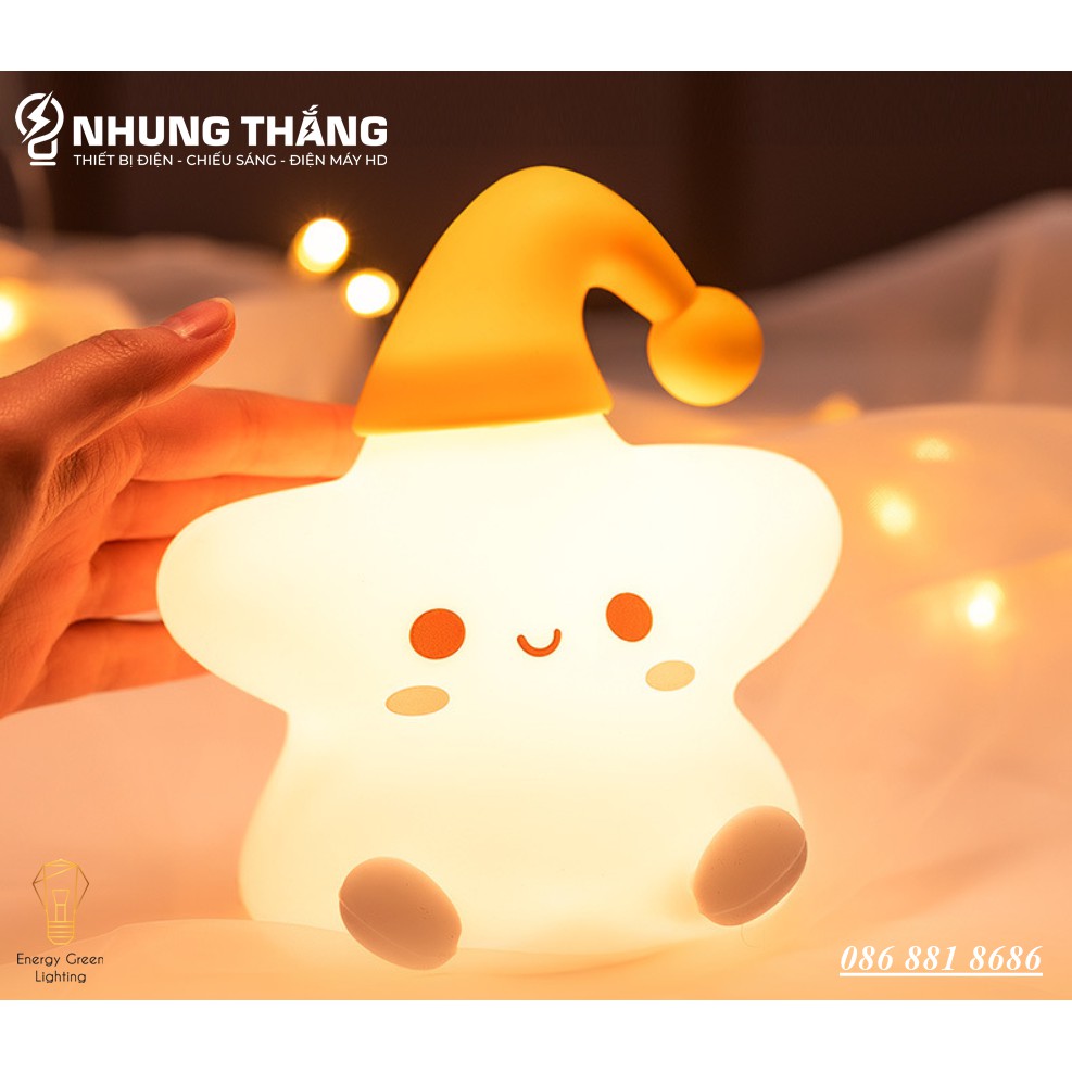 Đèn Ngủ Hình Ngôi sao Siêu Dễ Thương WH-A23 - Thay Đổi Màu Sắc Tùy Thích - Silicon Mềm Mại Siêu Bền-Pin Sạc Tích Điện