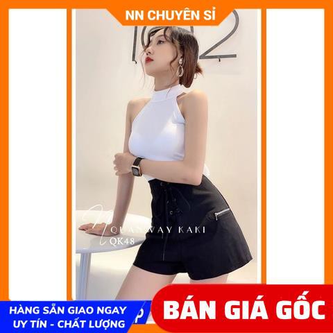 SHORT KAKI ĐAN DÂY QK48 ⚡️ẢNH THẬT⚡️ QUẦN VÁY KAKI