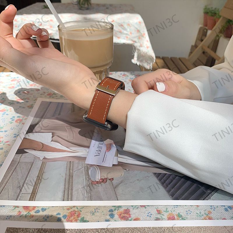 Dây Da HọA TiếT Hoa KhóA Kim LoạI Cho ĐồNg Hồ Apple Watch Series 8 7 6 5 4 3 SE S8 Ultra 49mm 44mm 40mm 41mm 45mm