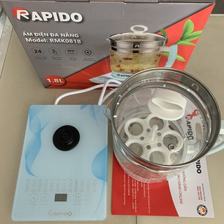 Ấm điện thuỷ tinh đa năng Rapido RMK0818-S2 dùng để chưng yến, đun sữa, pha trà
