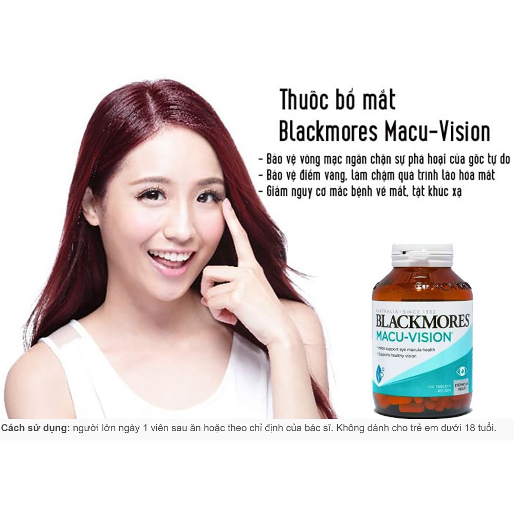 Viên uống bổ mắt tăng thị lực cho người trên 18 tuổi Blackmores Macu Vision, Úc