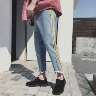 Quần jean baggy 2line vàng