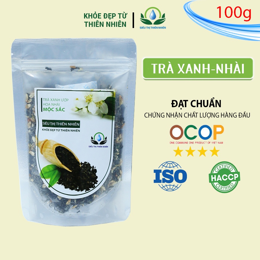 Chè xanh ướp hoa nhài sấy khô Mộc Sắc 100g (loại hảo hạng) của Siêu Thị Thiên Nhiên