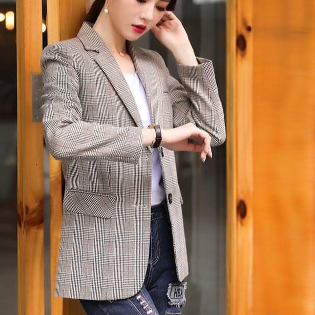 áo blazer kẻ phom rộng phong cách hàn quốc chất đẹp