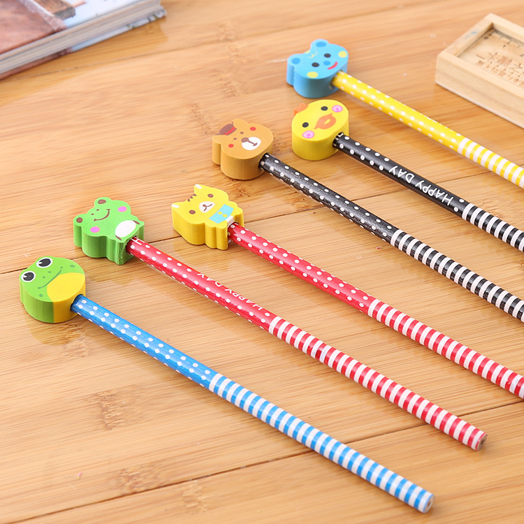 Bút chì gỗ 2b hình thú xinh cute kèm đầu tẩy cho bé học sinh động vật đáng yêu giúp bé học tập