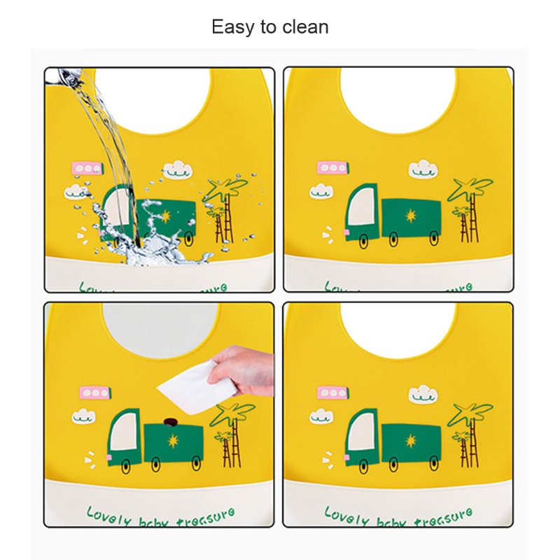 Yếm Ăn Silicon Cấp Thực Phẩm Chống Nước In Họa Tiết Hoạt Hình Cho Bé Sơ Sinh