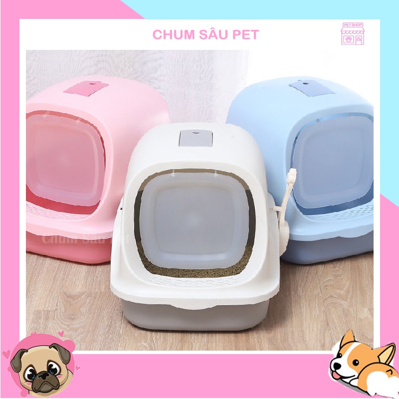 [Mã PET50 giảm 10% - tối đa 50K đơn 250K] Nhà vệ sinh cho mèo có cửa cỡ lớn ngăn mùi, chống văng cát - Tặng kèm xẻng