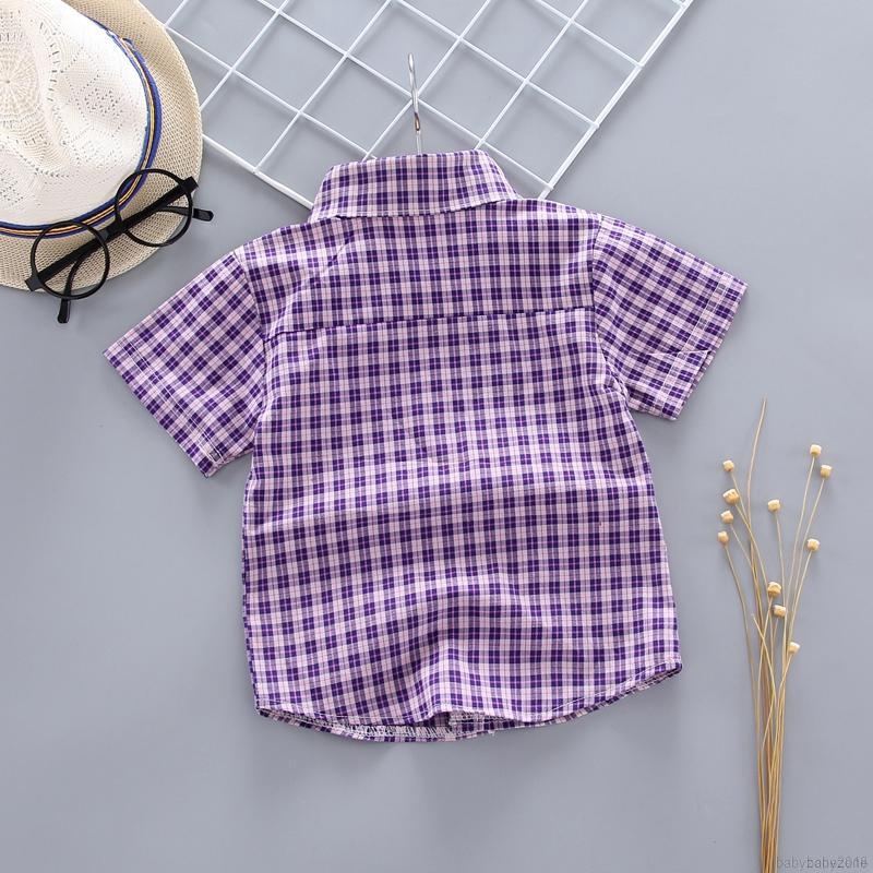 Áo sơ mi ngắn tay kẻ ô cho bé trai