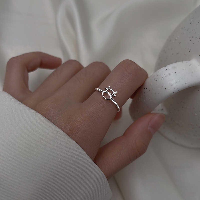 Hàng Mới Bán Chạy Nhẫn Hở Màu Bạc Dễ Thương Có Thể Điều Chỉnh Cho Nữ