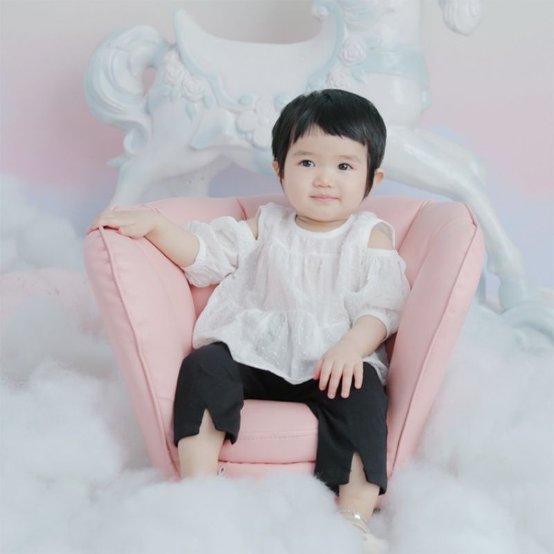 Bộ quần áo bé gái Icotton áo xẻ vai quần đen
