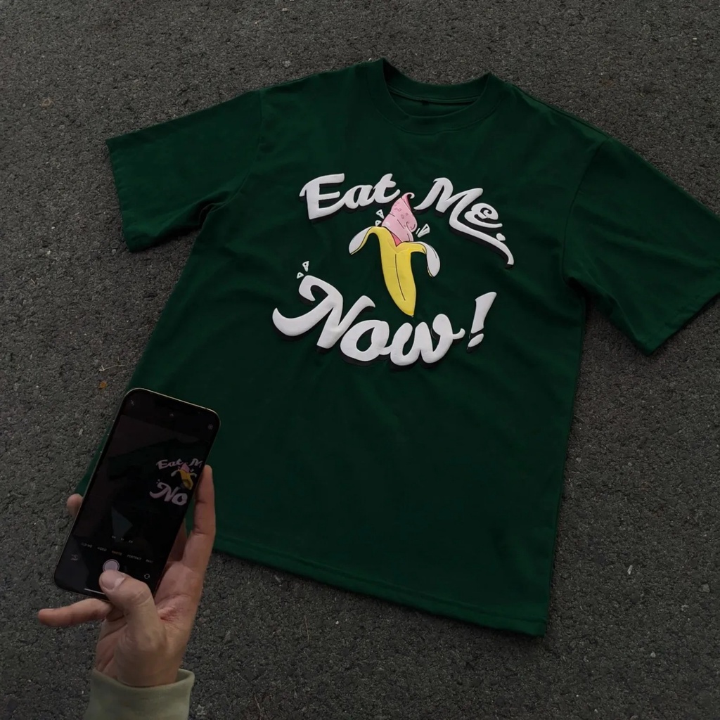 YOSICLUB ÁO THUN xanh EATMENOW OVERSIZE TEE