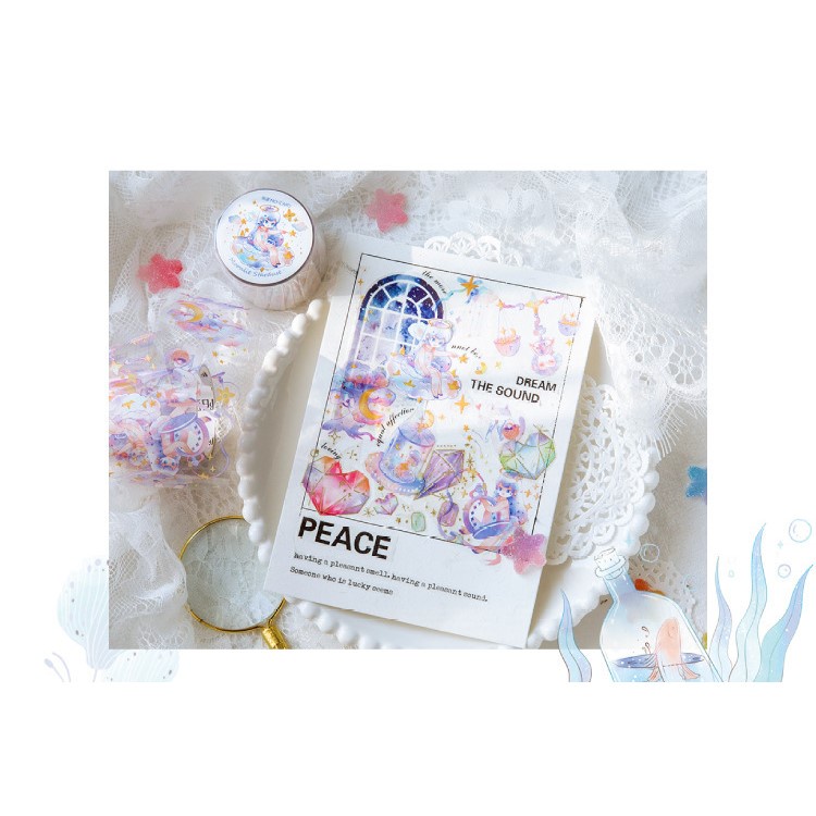 Washi tape trong suốt PET bản to Trẻ em 4 mùa