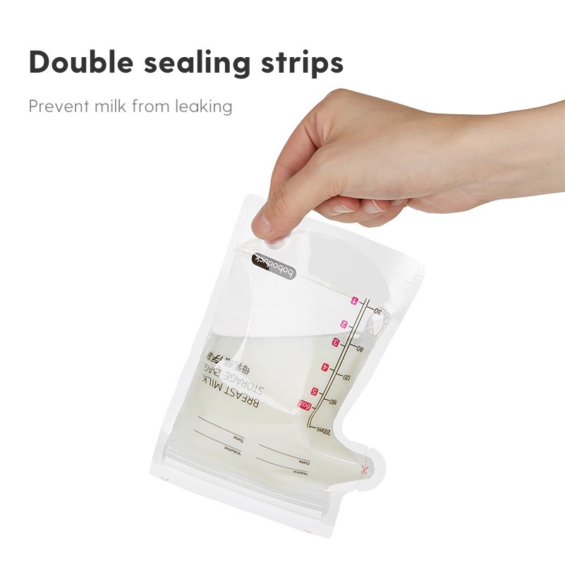 Set 30 túi đựng sữa mẹ Boboduck có khóa zip dung tích 200ml bảo quản an toàn tiện dụng