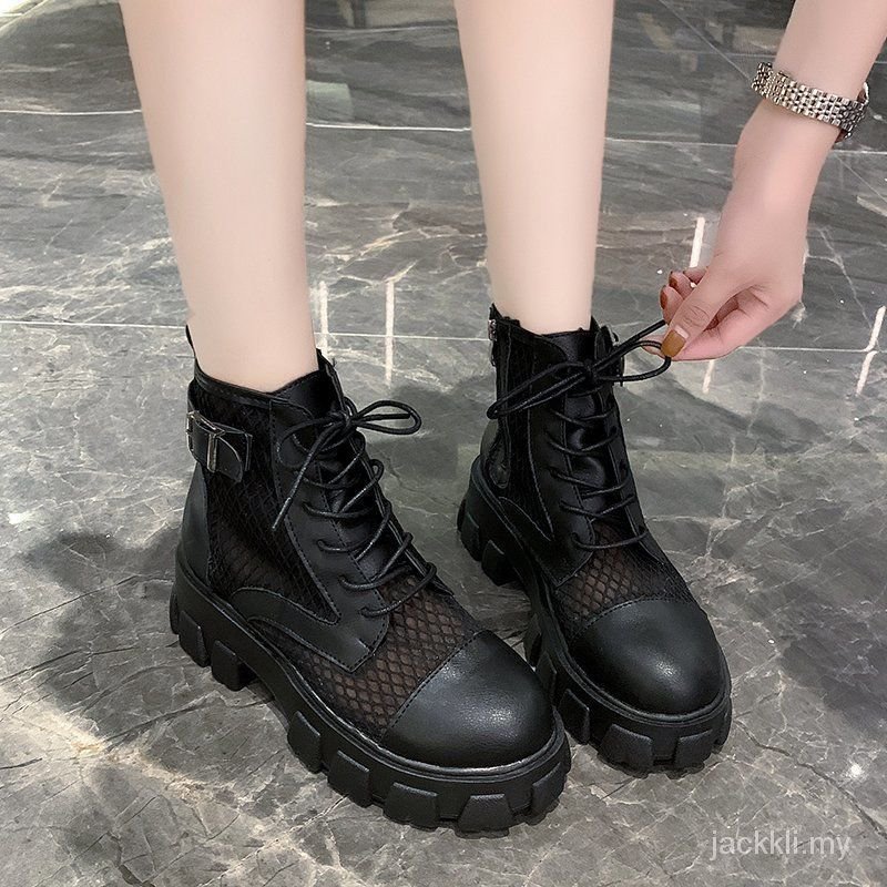 Giày Bốt Dr. Martens Đế Dày Phối Lưới Thoáng Khí Thời Trang Mùa Hè Cho Nữ 2021spring