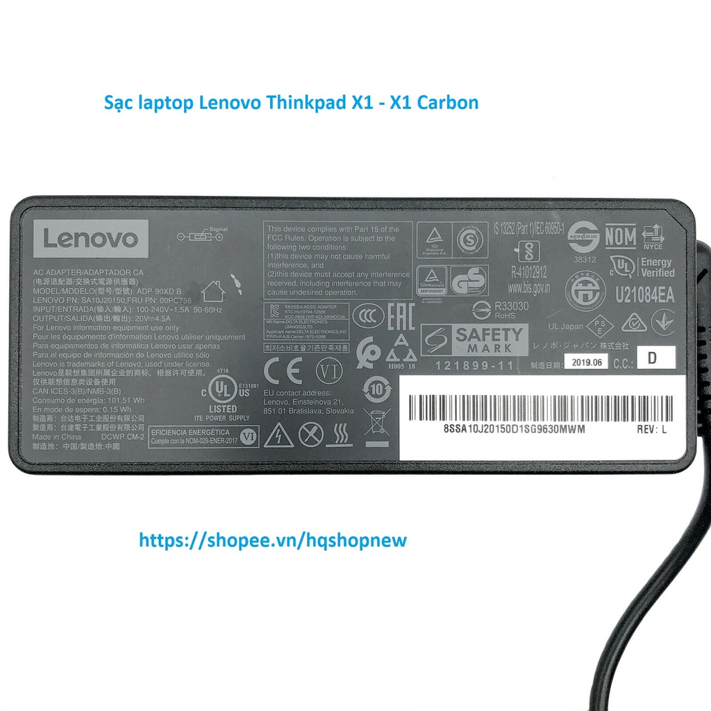 ⚡️[Sạc zin] Sạc laptop Lenovo Thinkpad X1, X1 Carbon 20V - 3.25A - 65W chân vuông USB
