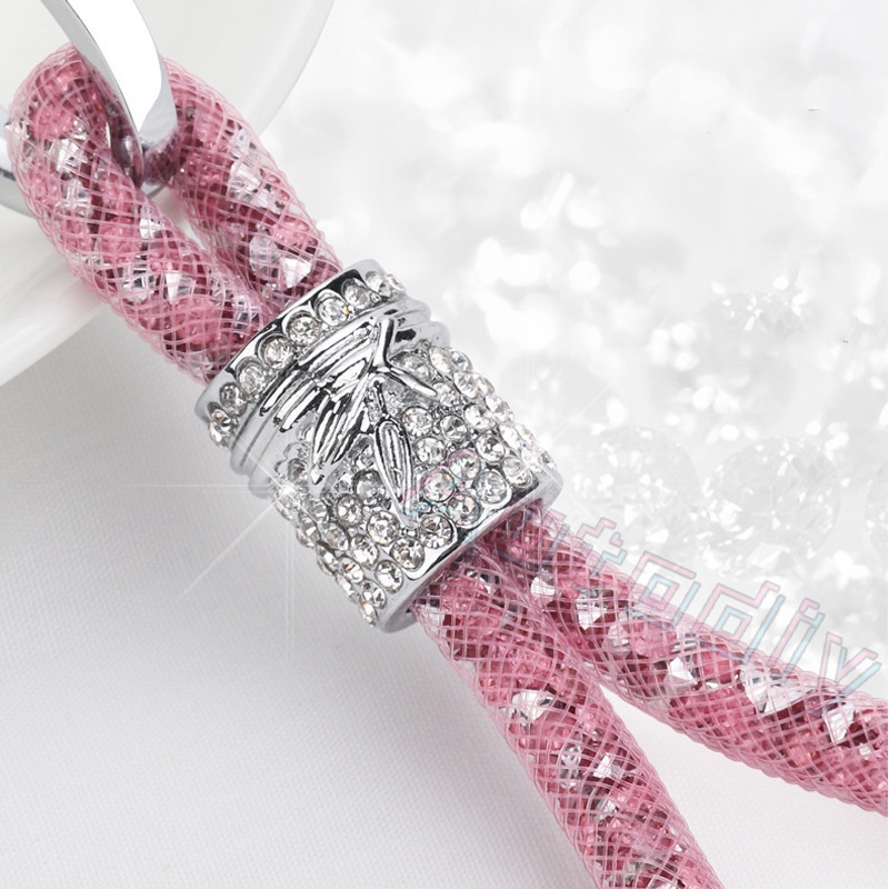 Móc Khóa Da PU Đính Pha Lê Lấp Lánh Nhiều Màu Sắc Dành Cho Cặp Đôi