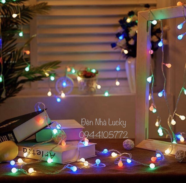 Đèn led bi cherry nhiều màu chớp nháy 3m / 5m / 10m trang trí giáng sinh, tết, quán cafe cực lung linh