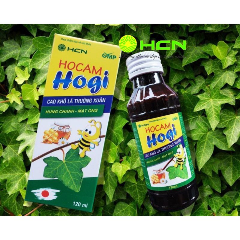 Siro HOCAM Hogi Lá thường xuân húng chanh Chai 120ml giảm ho, giảm tiết đờm tăng đề kháng