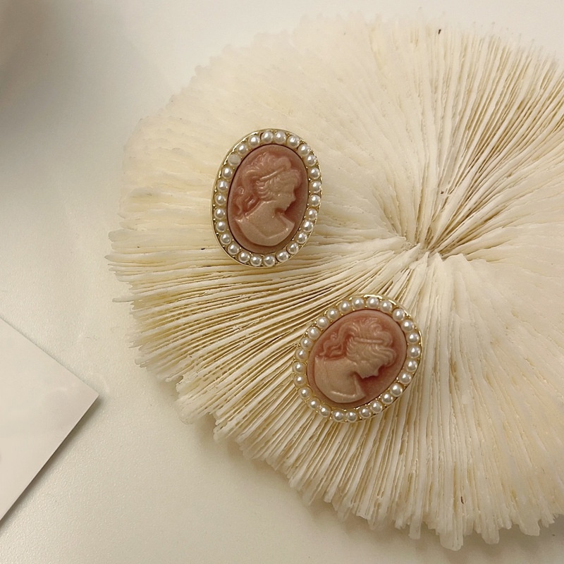 Khuyên tai kẹp không bấm lỗ chốt cố định K178 bằng hợp kim mạ vàng hình elip đính hạt trai dáng ngắn Leous Accessories